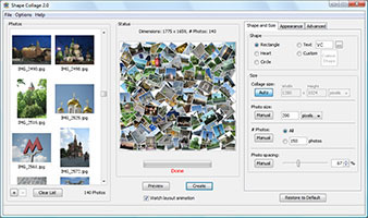 A photo collage created by Shape Collage in Windows Vista