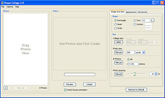 Shape Collage screenshot in Windows XP